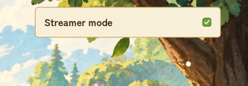 A close-up of the Streamer Mode control on the English title screen